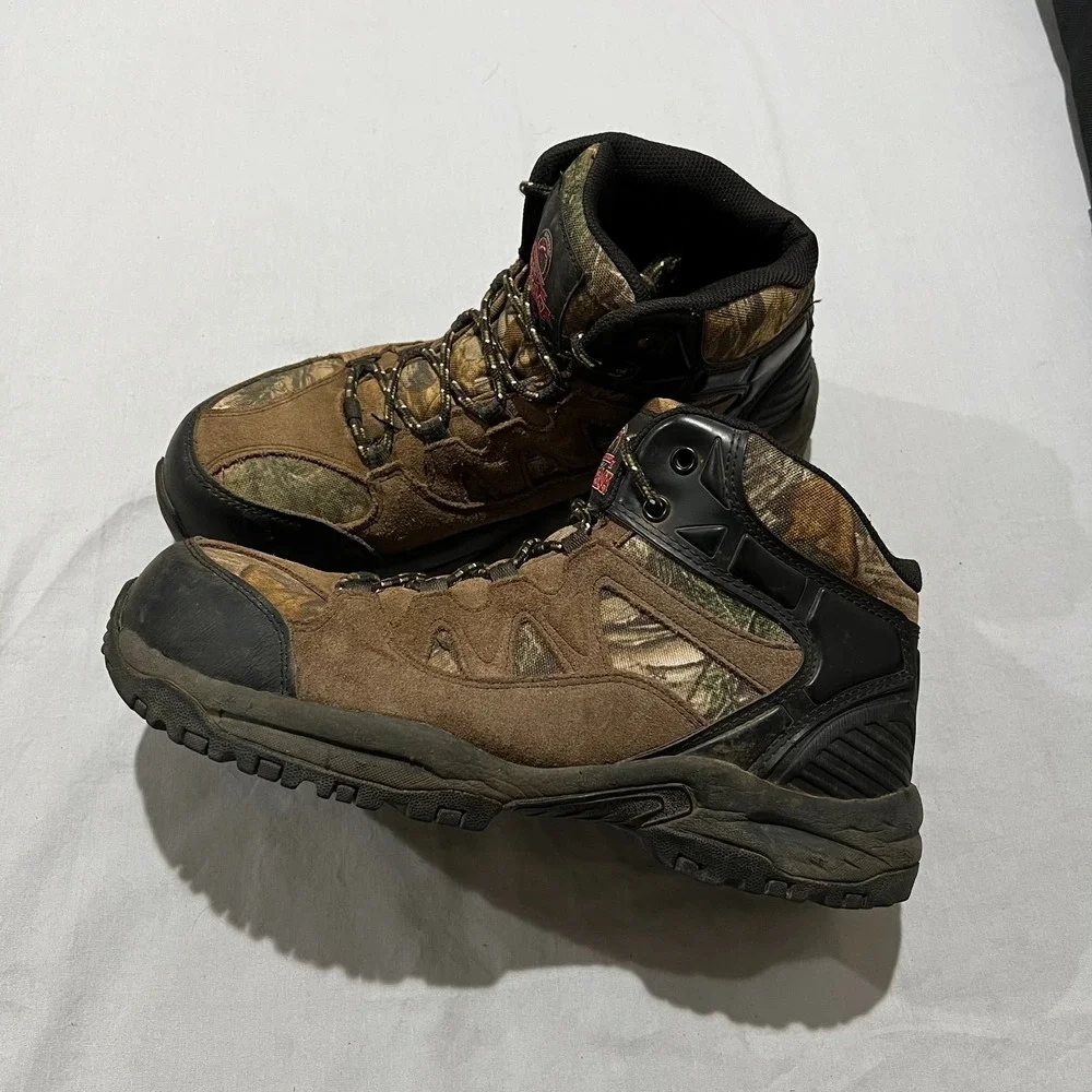 Brahma Mens Camo Leather Buck Steel Toe Rugged Style Work Boots Shoes Size 10.5W